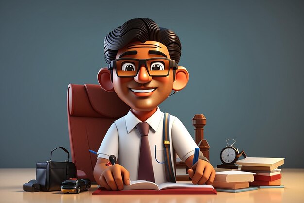 Fun 3d cartoon illustration of an indian businessman