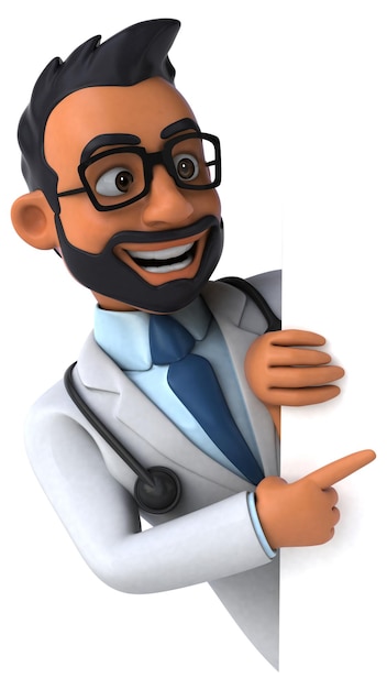 Photo fun 3d cartoon illustration of an indian doctor