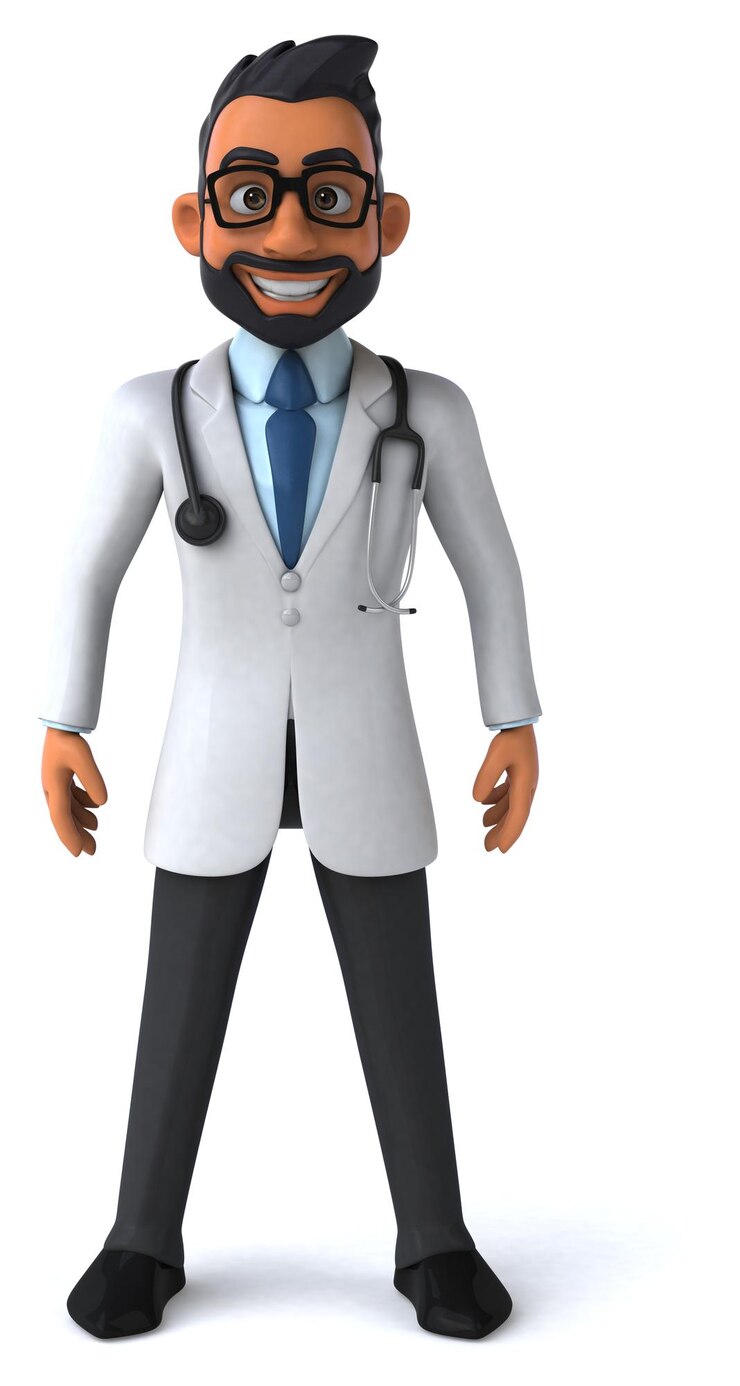 Photo fun 3d cartoon illustration of an indian doctor