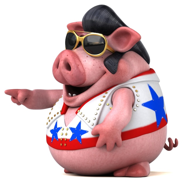돼지 로커의 재미있는 3d 만화 그림
