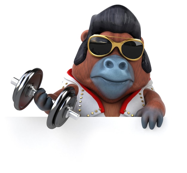 Fun 3D cartoon illustration of a Orang Outan rocker