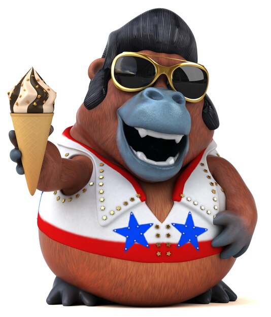 Photo fun 3d cartoon illustration of a orang outan rocker