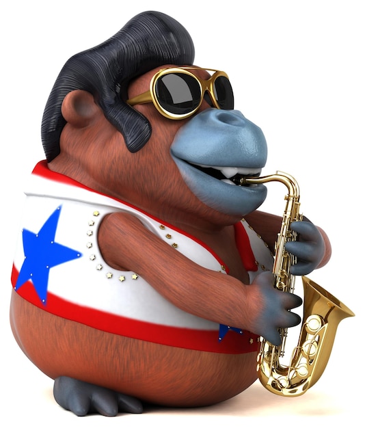 Fun 3D cartoon illustration of a Orang Outan rocker