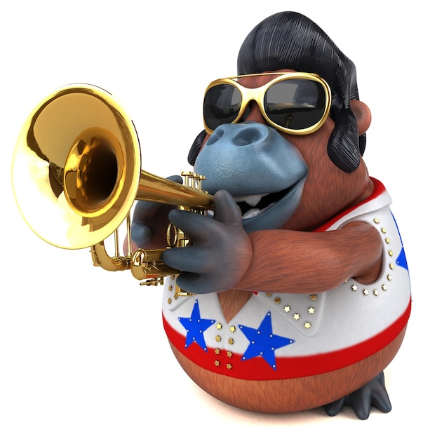 Fun 3D cartoon illustration of a Orang Outan rocker