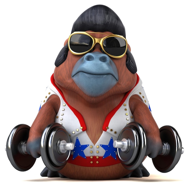 Fun 3D cartoon illustration of a Orang Outan rocker