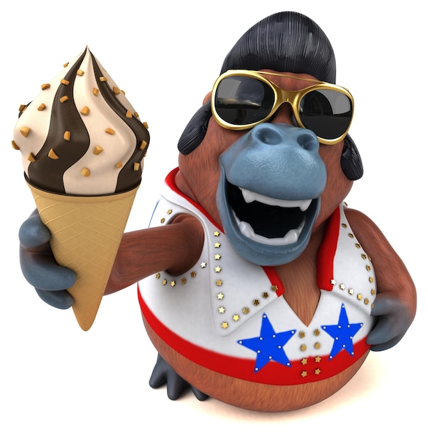 Photo fun 3d cartoon illustration of a orang outan rocker