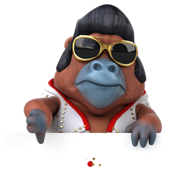 Fun 3D cartoon illustration of a Orang Outan rocker