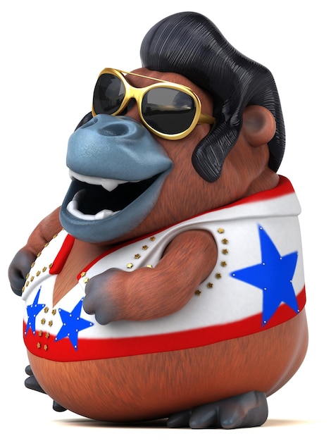 Fun 3D cartoon illustration of a Orang Outan rocker