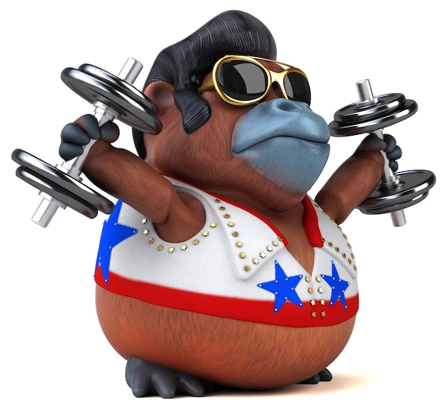 Fun 3D cartoon illustration of a Orang Outan rocker