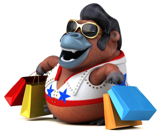 Fun 3D cartoon illustration of a Orang Outan rocker