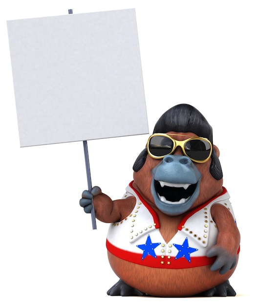 Fun 3D cartoon illustration of a Orang Outan rocker