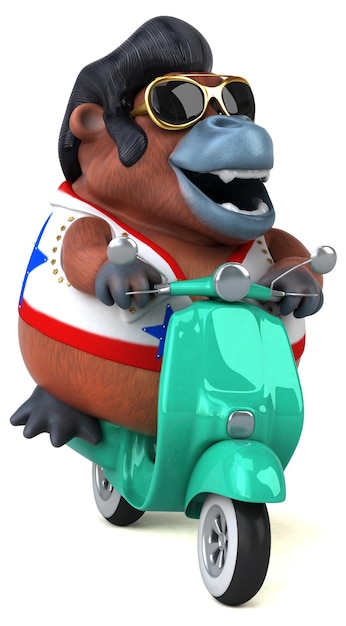 Fun 3D cartoon illustration of a Orang Outan rocker