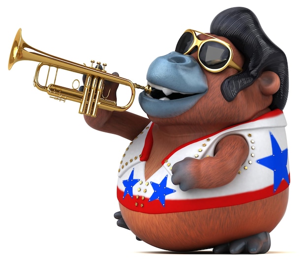 Fun 3D cartoon illustration of a Orang Outan rocker