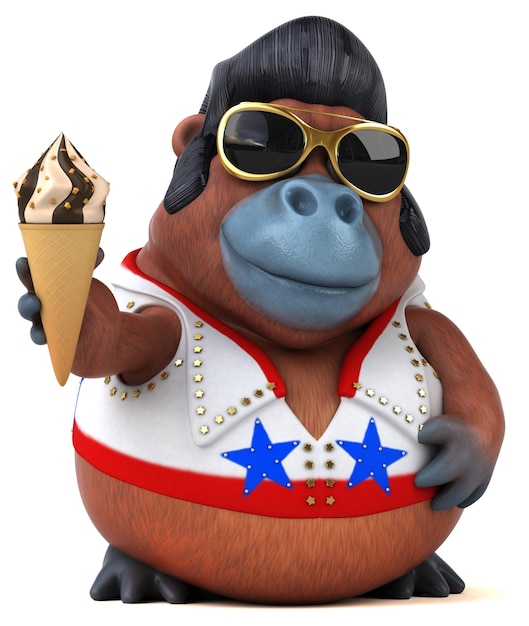 Photo fun 3d cartoon illustration of a orang outan rocker