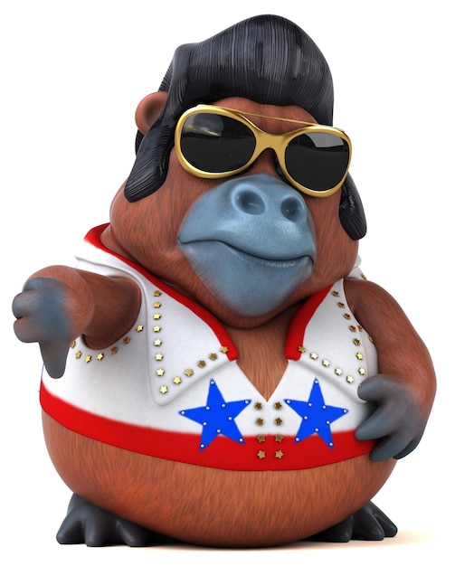 Fun 3D cartoon illustration of a Orang Outan rocker