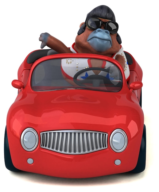 Fun 3D cartoon illustration of a Orang Outan rocker