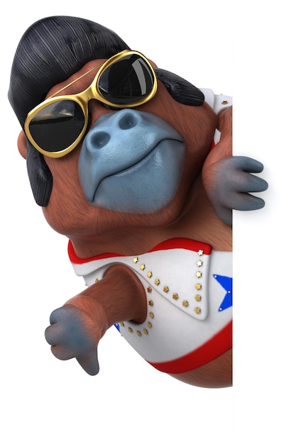 Fun 3D cartoon illustration of a Orang Outan rocker