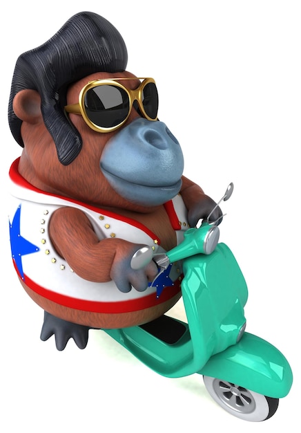 Fun 3D cartoon illustration of a Orang Outan rocker