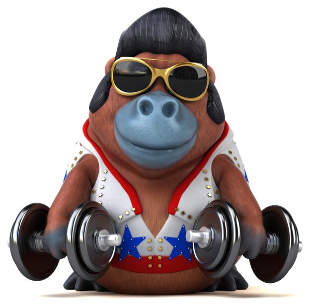 Fun 3D cartoon illustration of a Orang Outan rocker