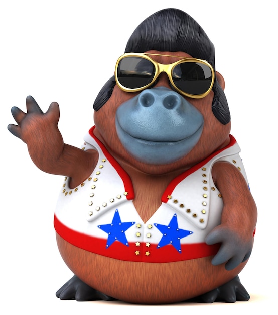 Fun 3D cartoon illustration of a Orang Outan rocker