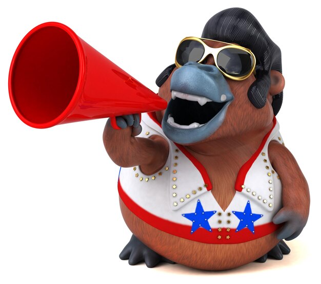 Fun 3D cartoon illustration of a Orang Outan rocker