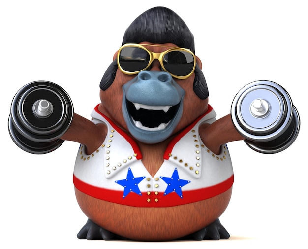 Photo fun 3d cartoon illustration of a orang outan rocker