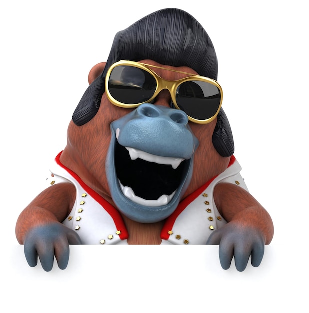 Забавная 3D-мультяшная иллюстрация рокера Orang Outan