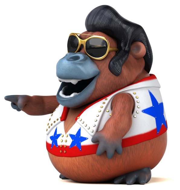 Fun 3D cartoon illustration of a Orang Outan rocker