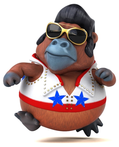 Fun 3D cartoon illustration of a Orang Outan rocker