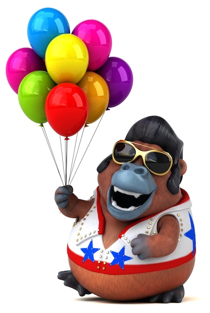 Fun 3D cartoon illustration of a Orang Outan rocker