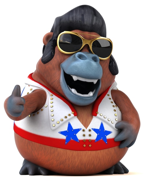 Fun 3D cartoon illustration of a Orang Outan rocker