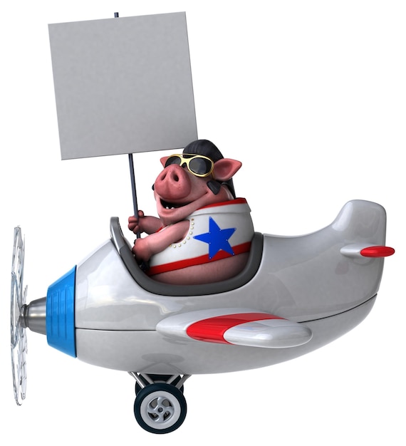 Photo fun 3d cartoon illustration of a pig rocker