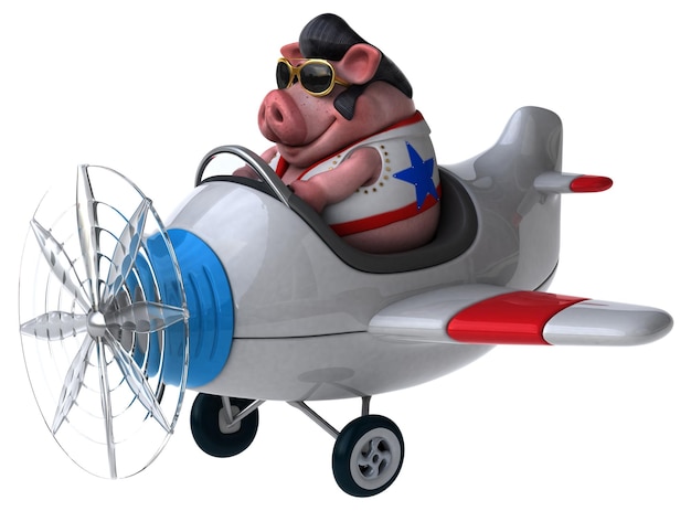 Fun 3D cartoon illustration of a pig rocker