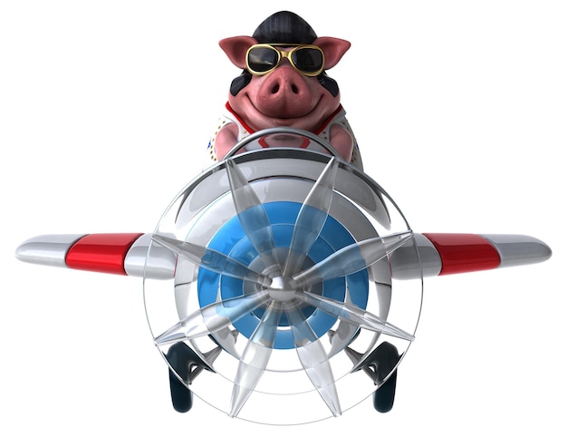 Fun 3D cartoon illustration of a pig rocker