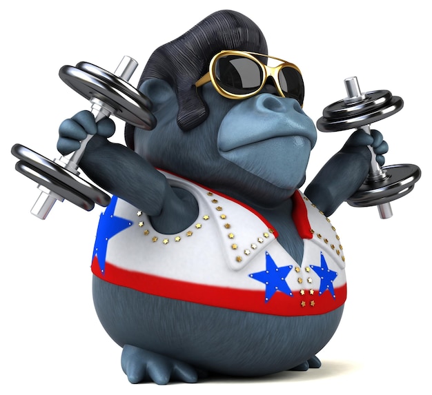 Photo fun 3d cartoon illustration of a rocker gorilla