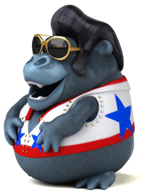 Photo fun 3d cartoon illustration of a rocker gorilla