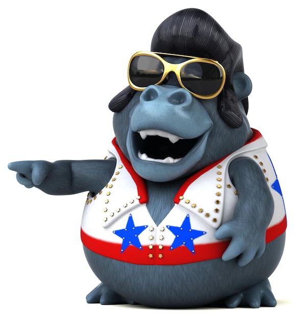 Photo fun 3d cartoon illustration of a rocker gorilla