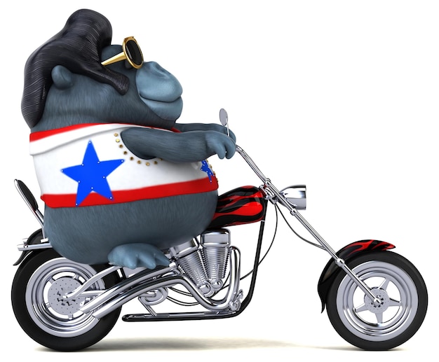 Fun 3d cartoon illustration of a rocker gorilla