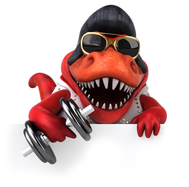 Fun 3D cartoon illustration of a Trex rocker