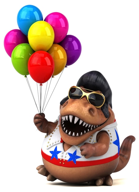 Fun 3D cartoon illustration of a Trex rocker