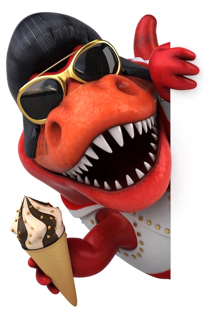 Fun 3D cartoon illustration of a Trex rocker