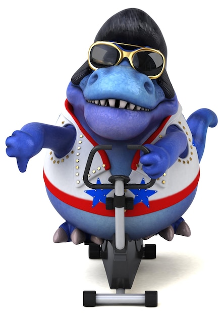 Fun 3D cartoon illustration of a Trex rocker