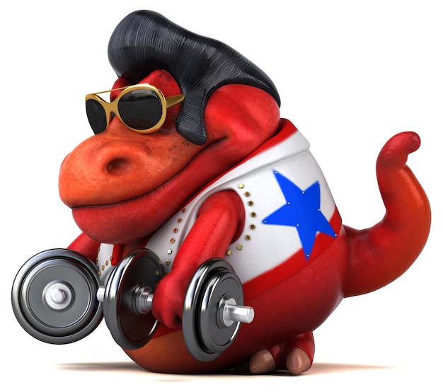 Fun 3D cartoon illustration of a Trex rocker