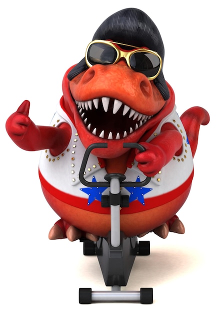 Fun 3D cartoon illustration of a Trex rocker