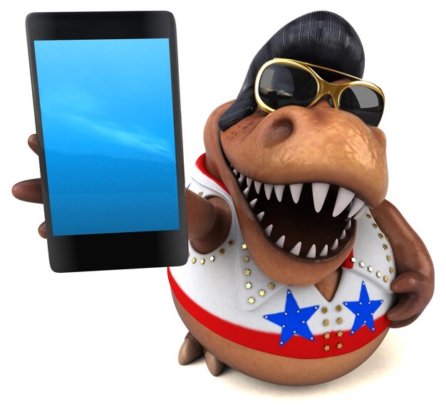 Fun 3D cartoon illustration of a Trex rocker