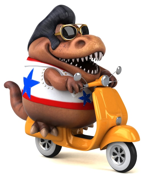 Fun 3D cartoon illustration of a Trex rocker