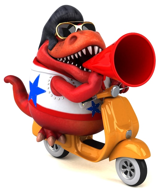 Забавная 3D мультфильмная иллюстрация Trex rocker
