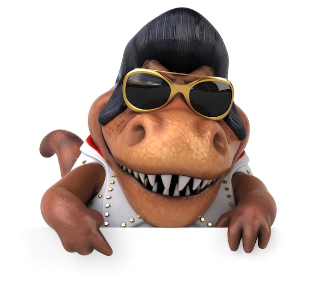 Photo fun 3d cartoon illustration of a trex rocker