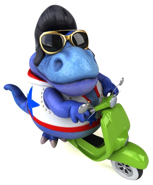 Fun 3D cartoon illustration of a Trex rocker