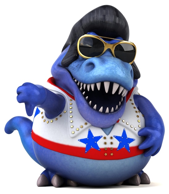 Fun 3D cartoon illustration of a Trex rocker